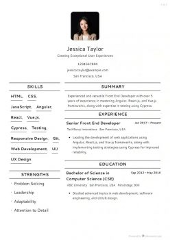 Experienced Front end developer resume example