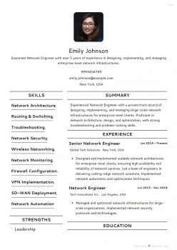 experienced network engineer resume examples