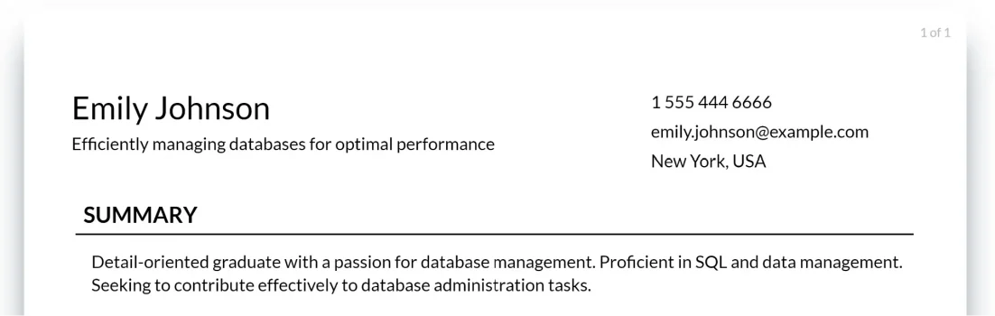 database administrator resume objective example