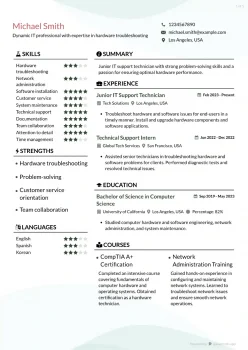 junior it support technician resume example