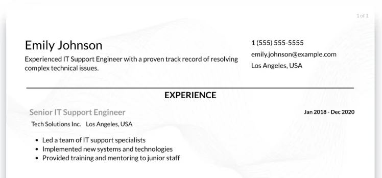 IT Support Engineer Roles & Responsibilities Examples