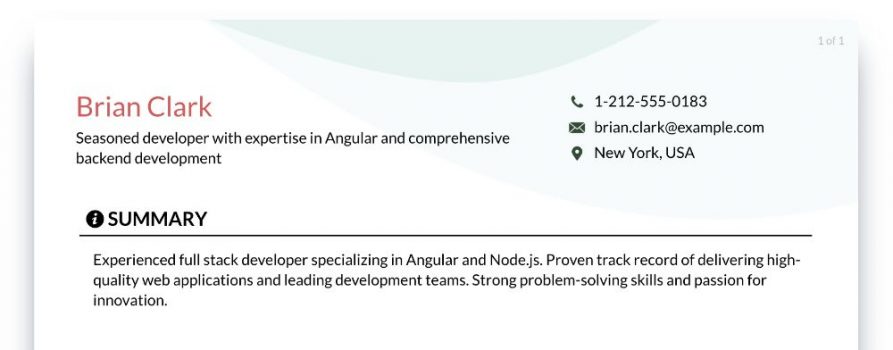 angular fullstack-developer career objectives resume