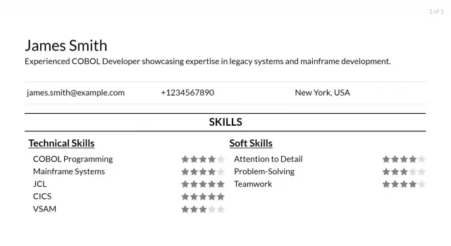 cobol developer resume skill