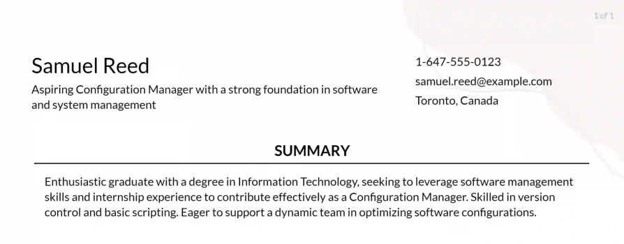 configuration manager resume objective