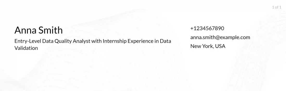 data quality analyst resume headline