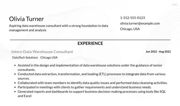 Data Warehouse Consultant