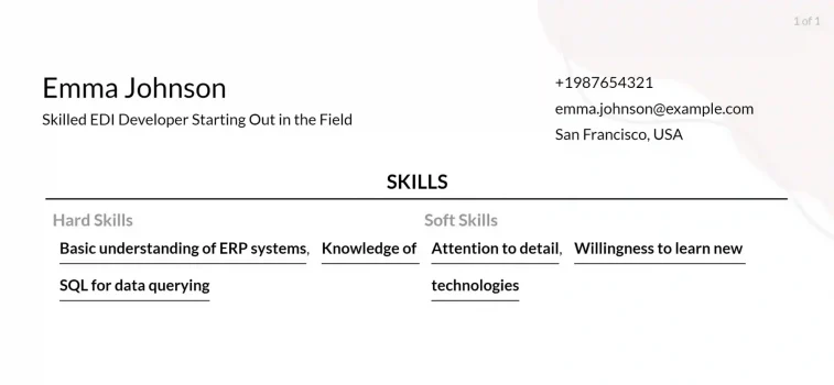 edi developer resume skills