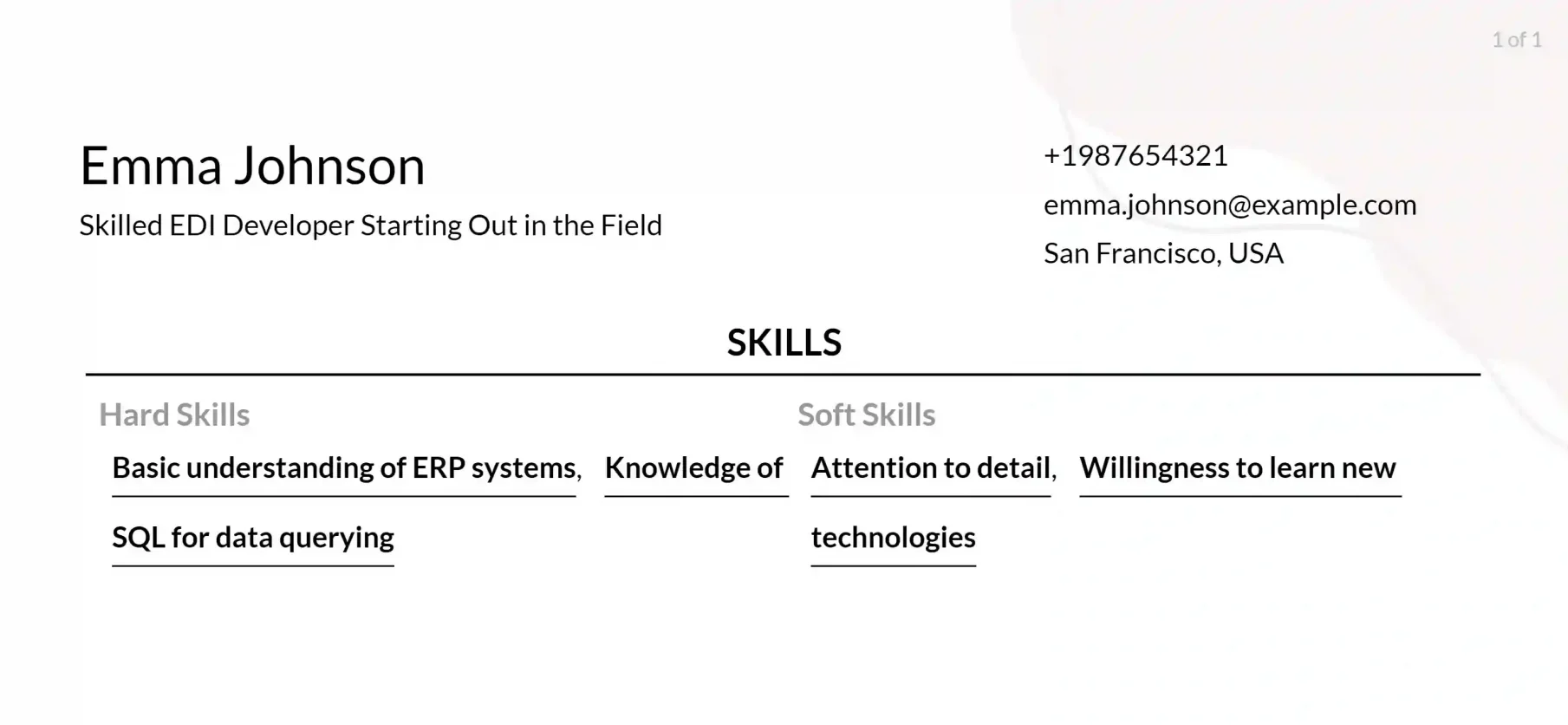 edi developer resume skills