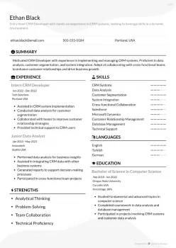 freshers crm developer resume