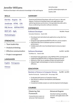 Experienced .Net Angular Fullstack Developer Resume