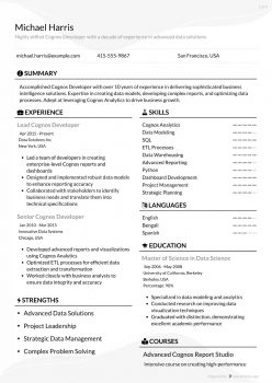 Expert Cognos Developer Resume