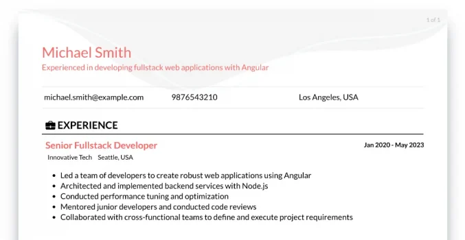 Senior Angular Fullstack Developer roles & responsibilities