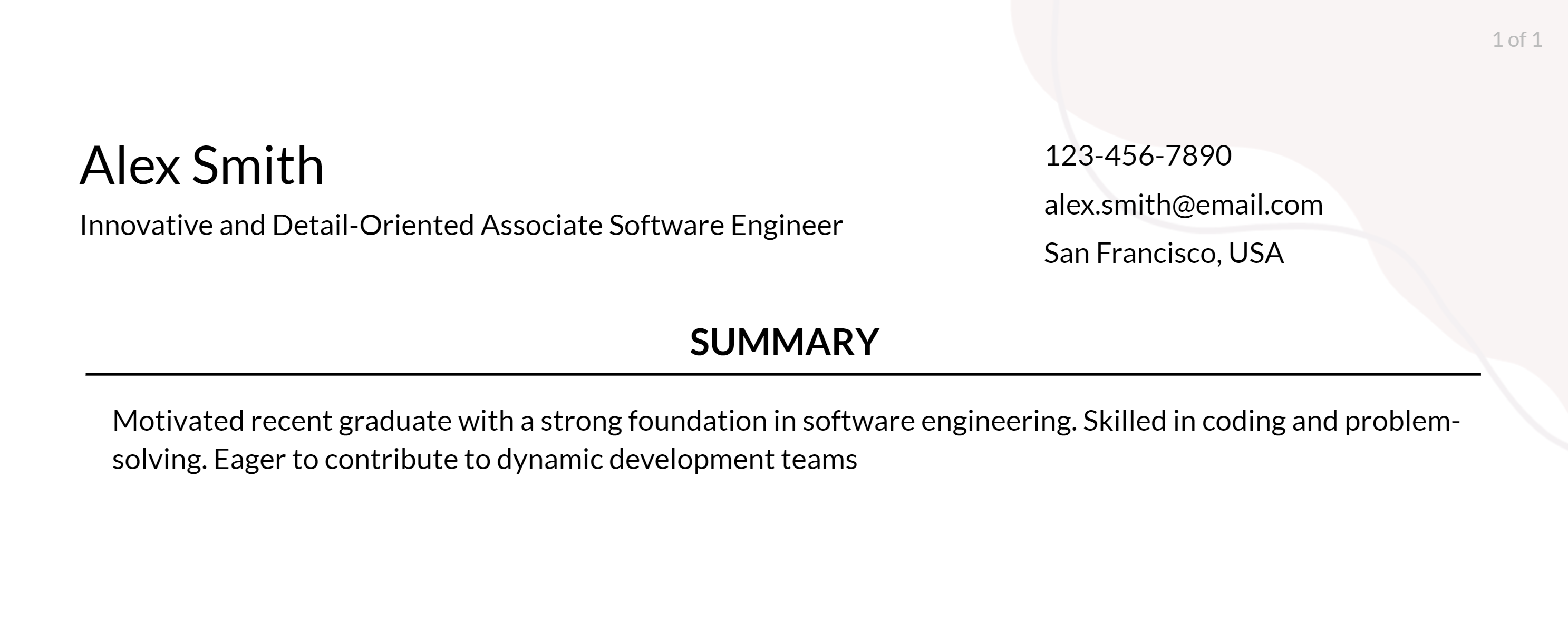 associate software engineer objective