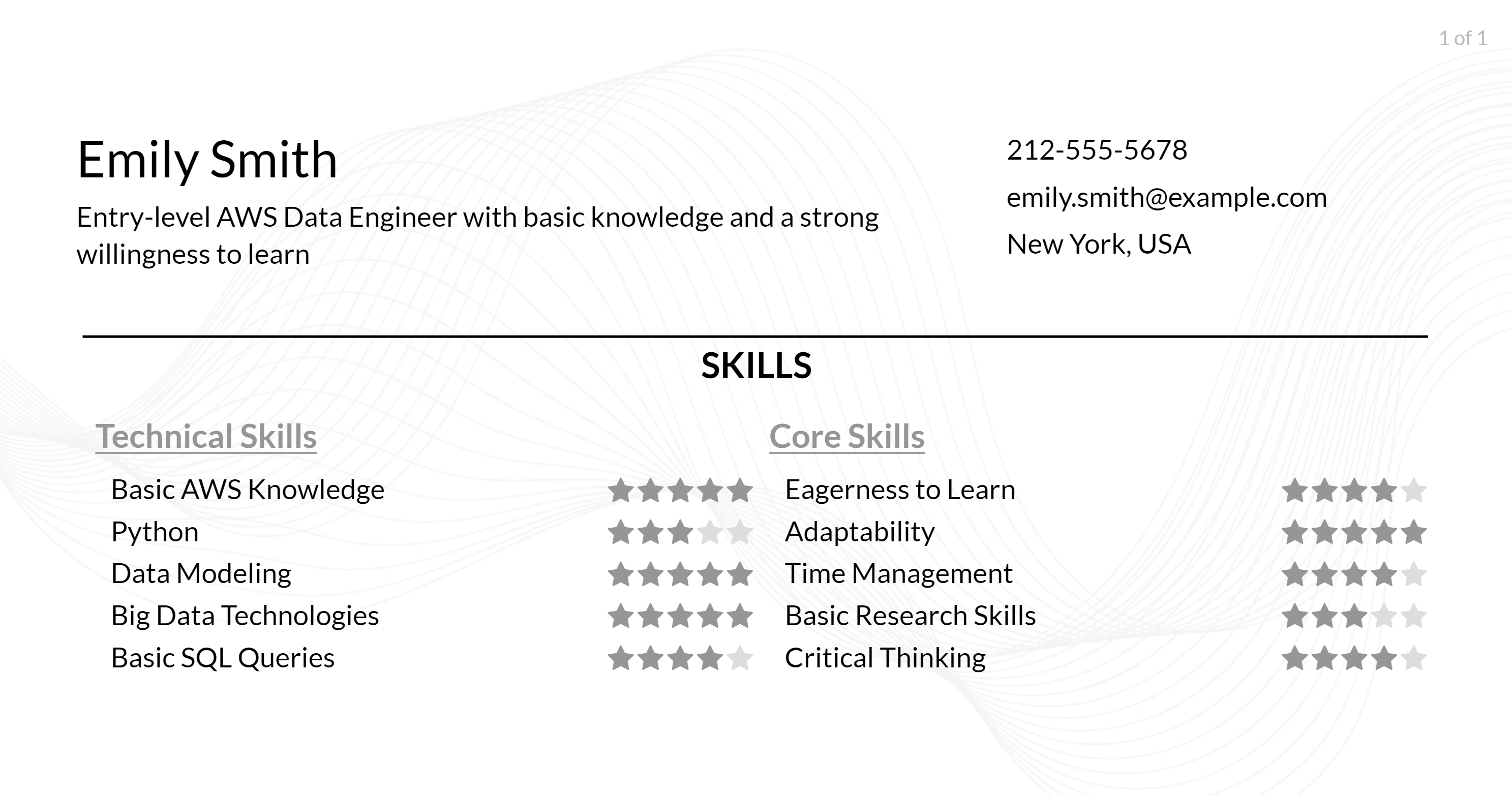 aws data engineer resume skills