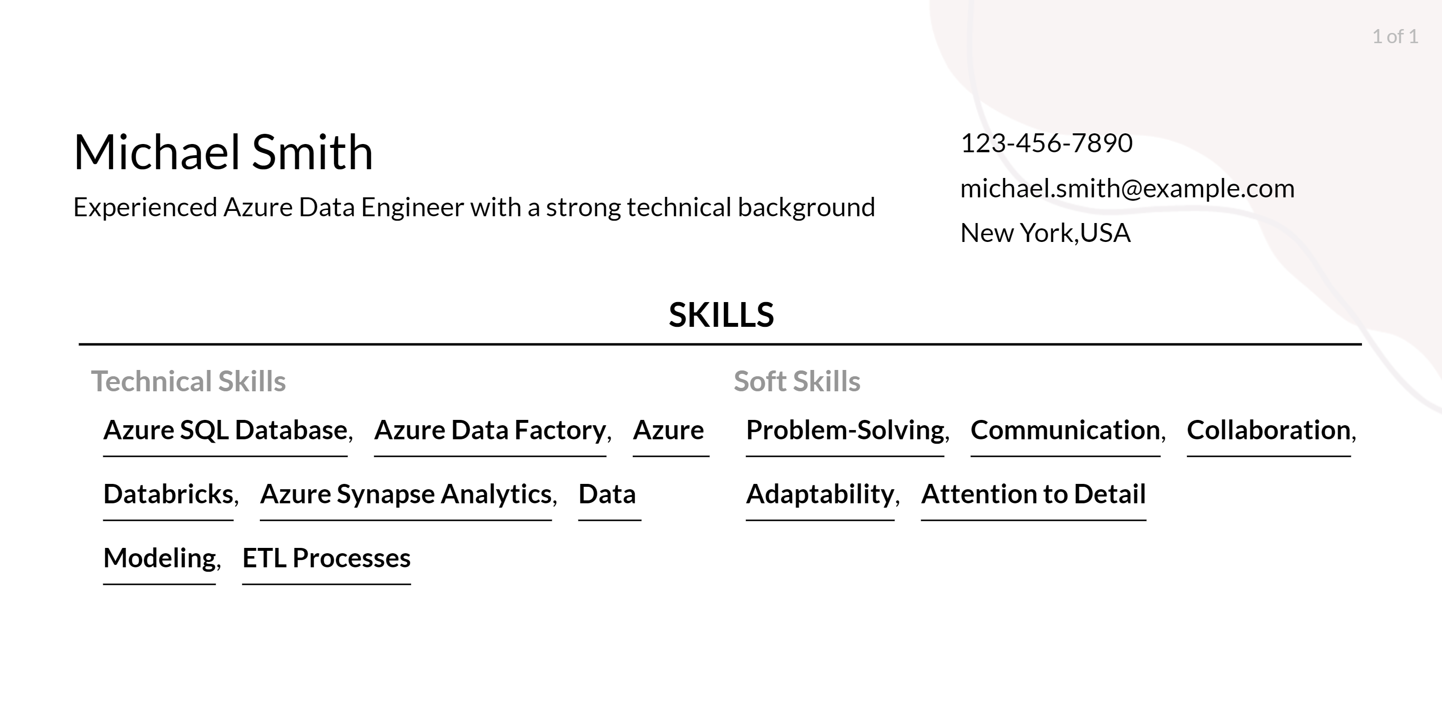 azure data engineer resume skills