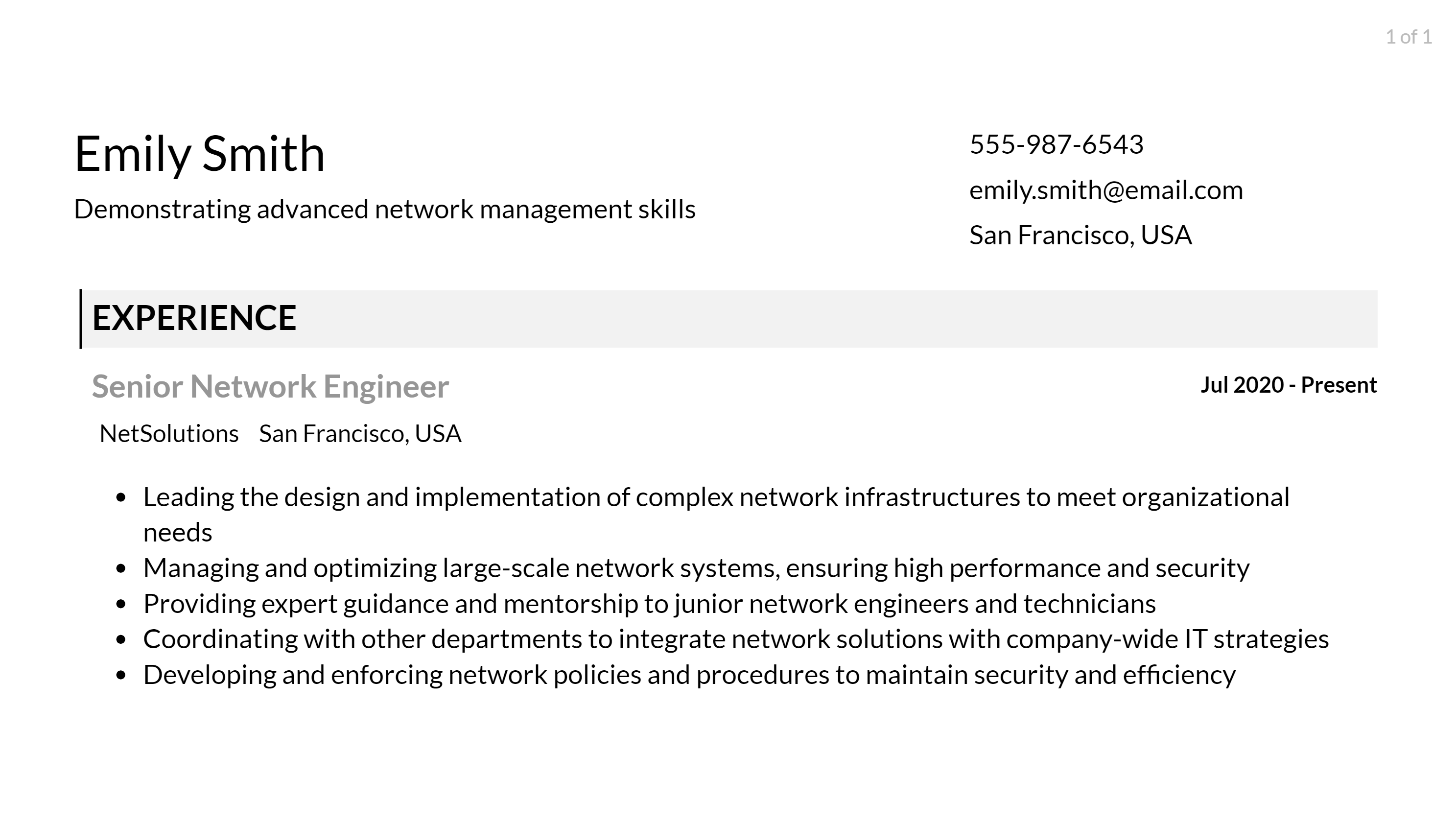 ccna network engineer resume responsibilities