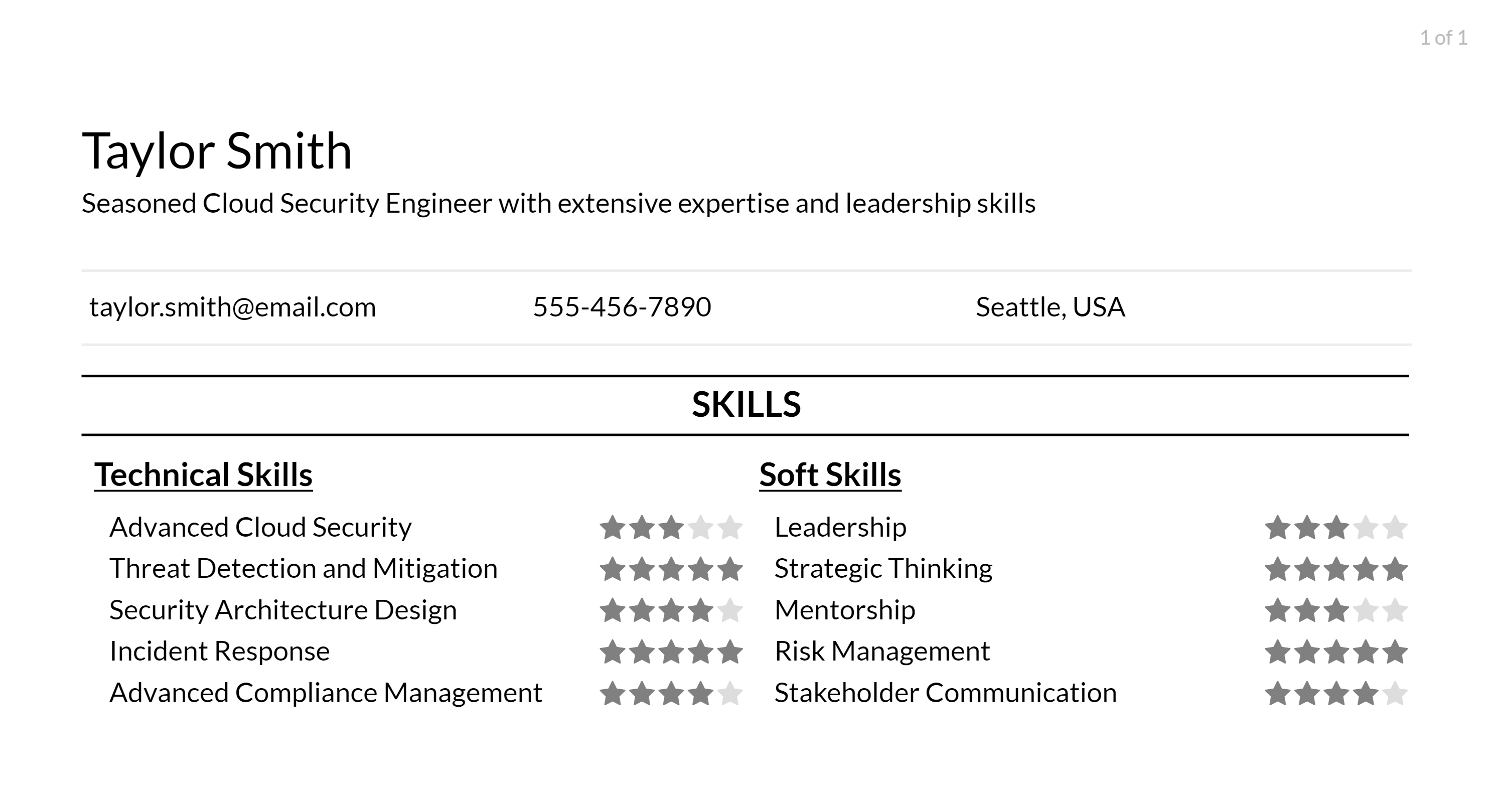 cloud security engineer resume skills