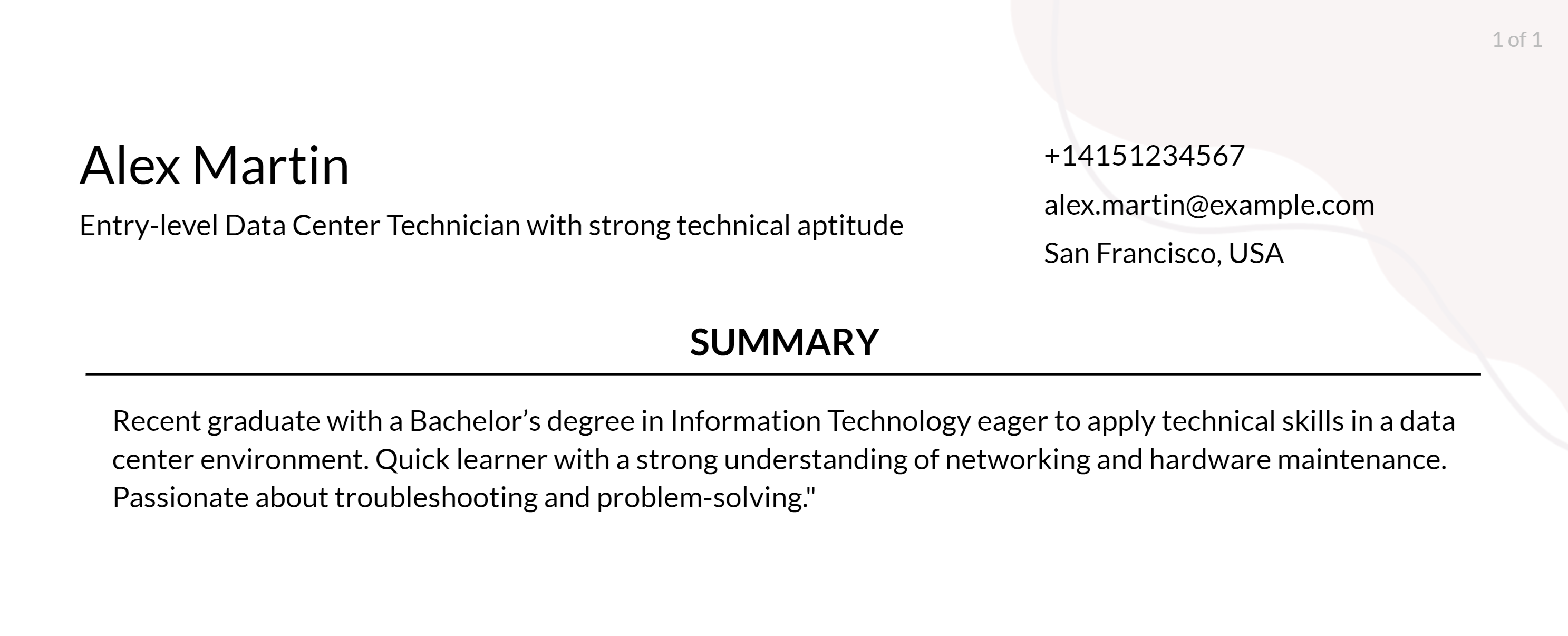 data center technician objective