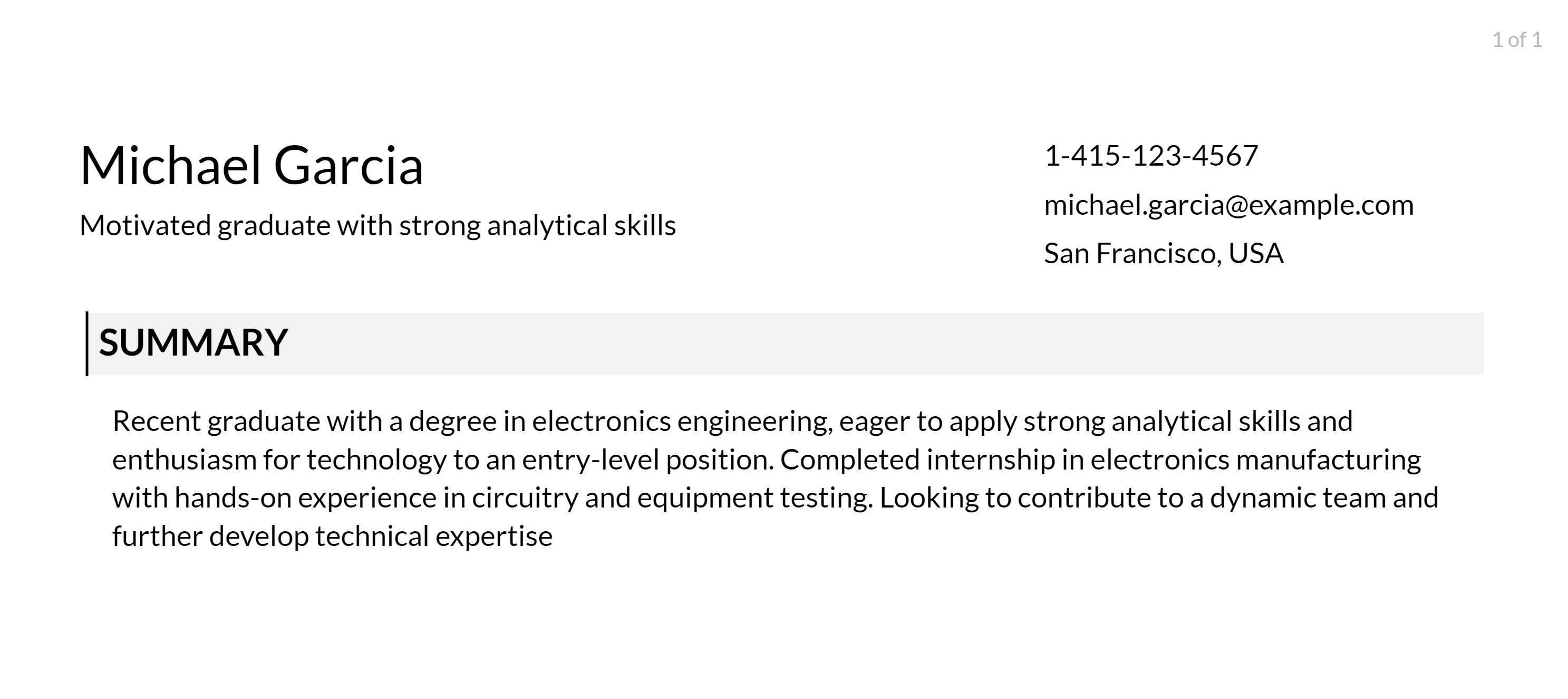 electronic technician resume objective