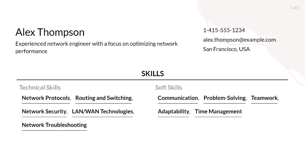 l2 network engineer resume skills