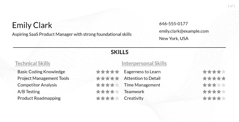 saas product manager resume skills