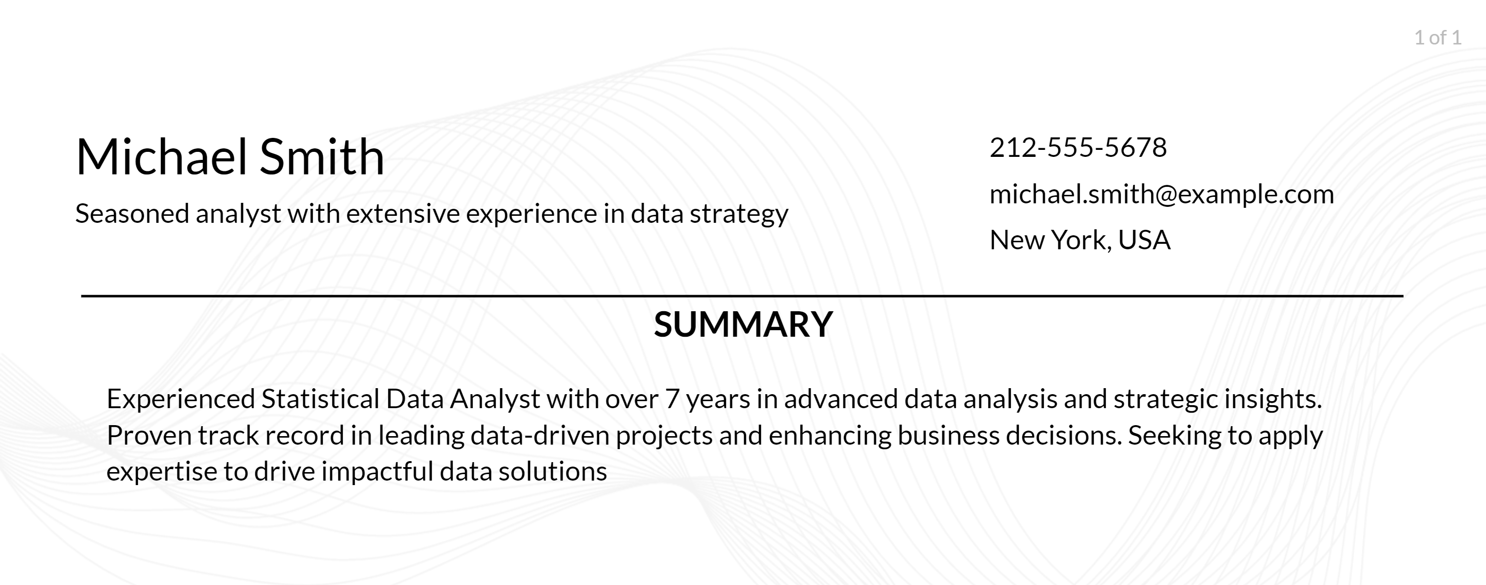 statistical data analyst resume objective