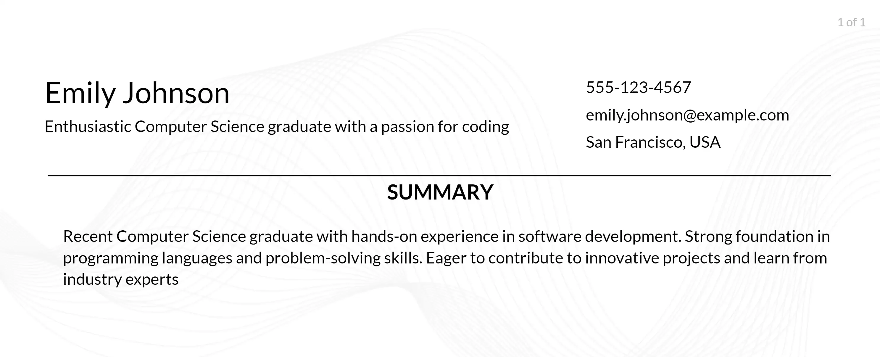 entry-level computer science resume objective