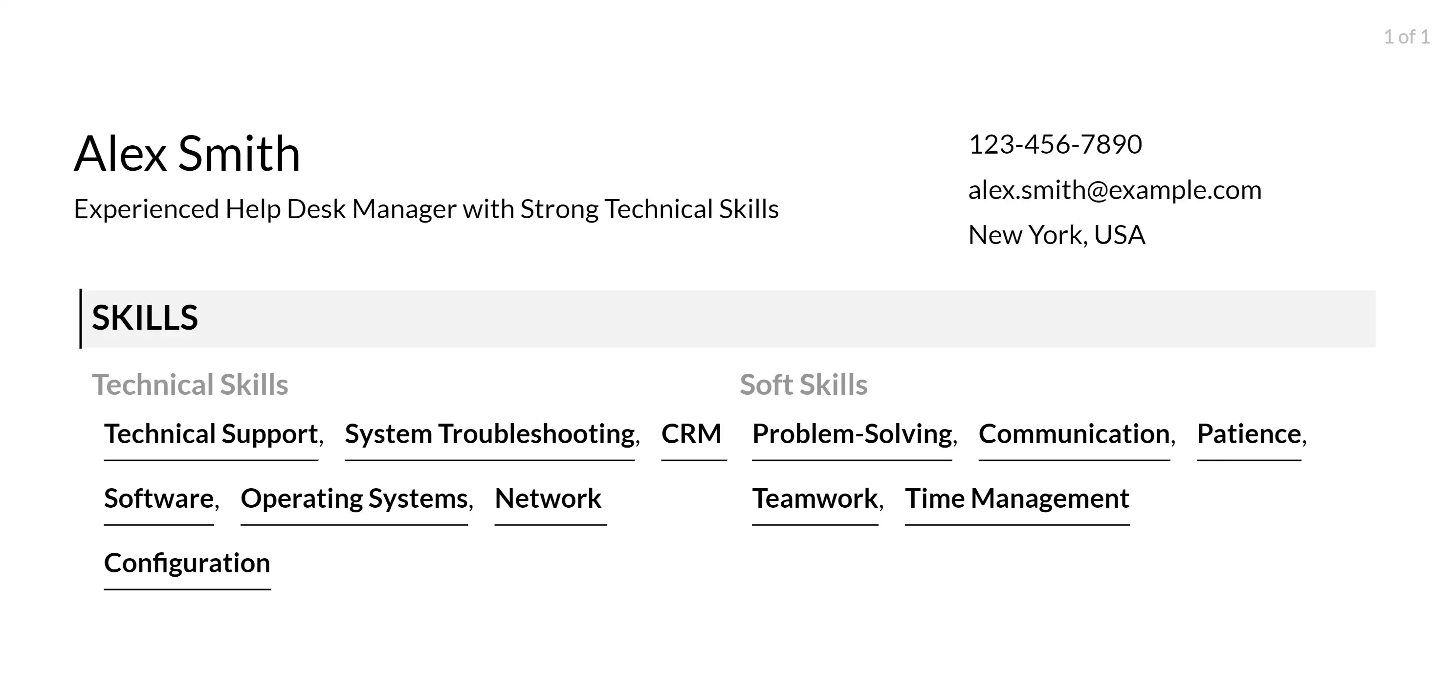 help desk manager resume skills