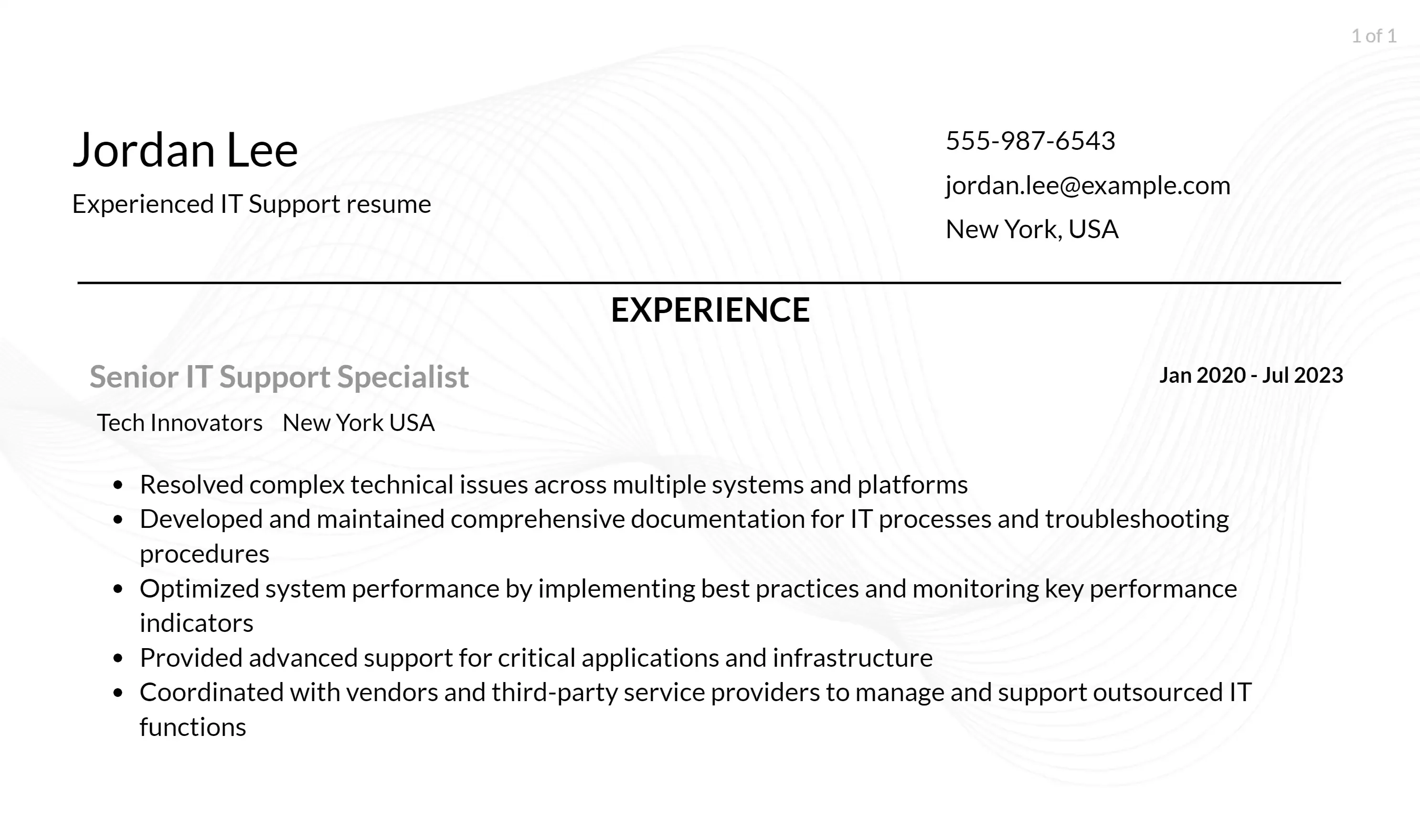 it support resume responsibilities