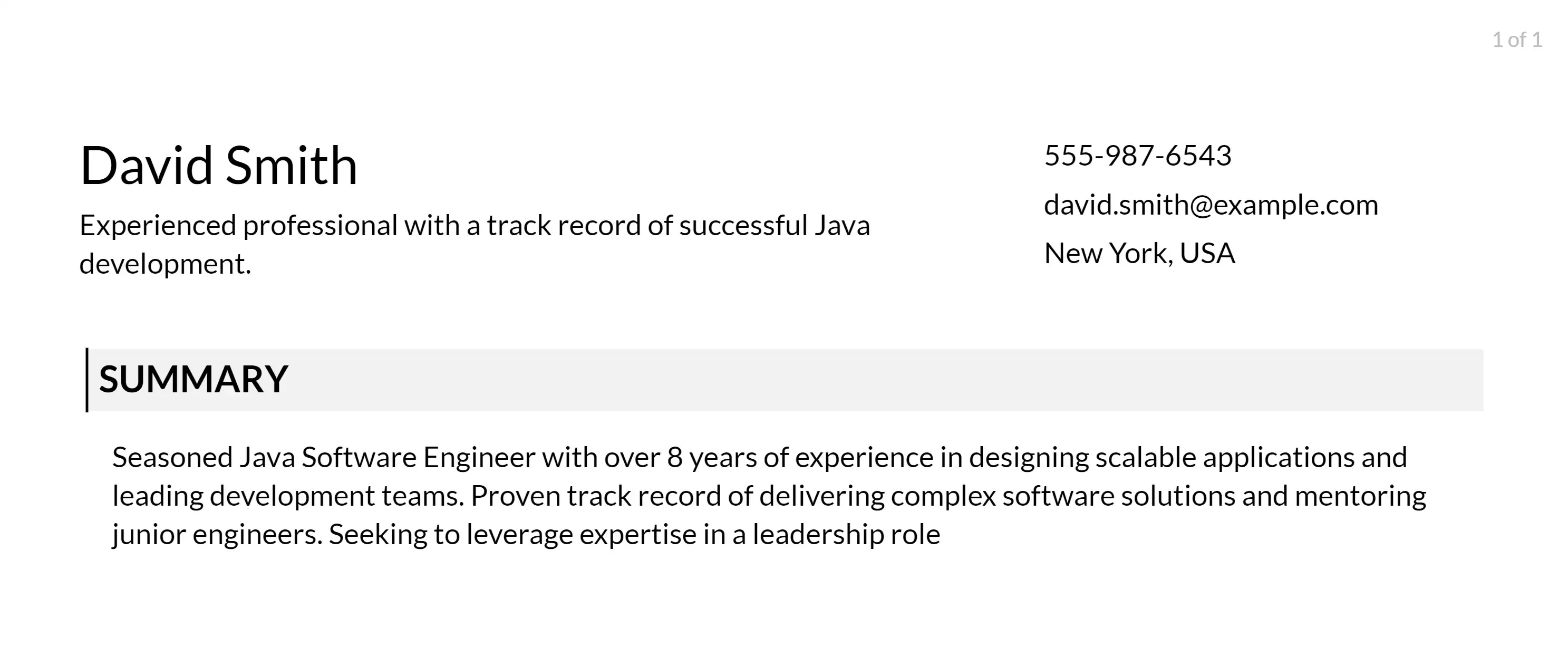 java software engineer resume objective