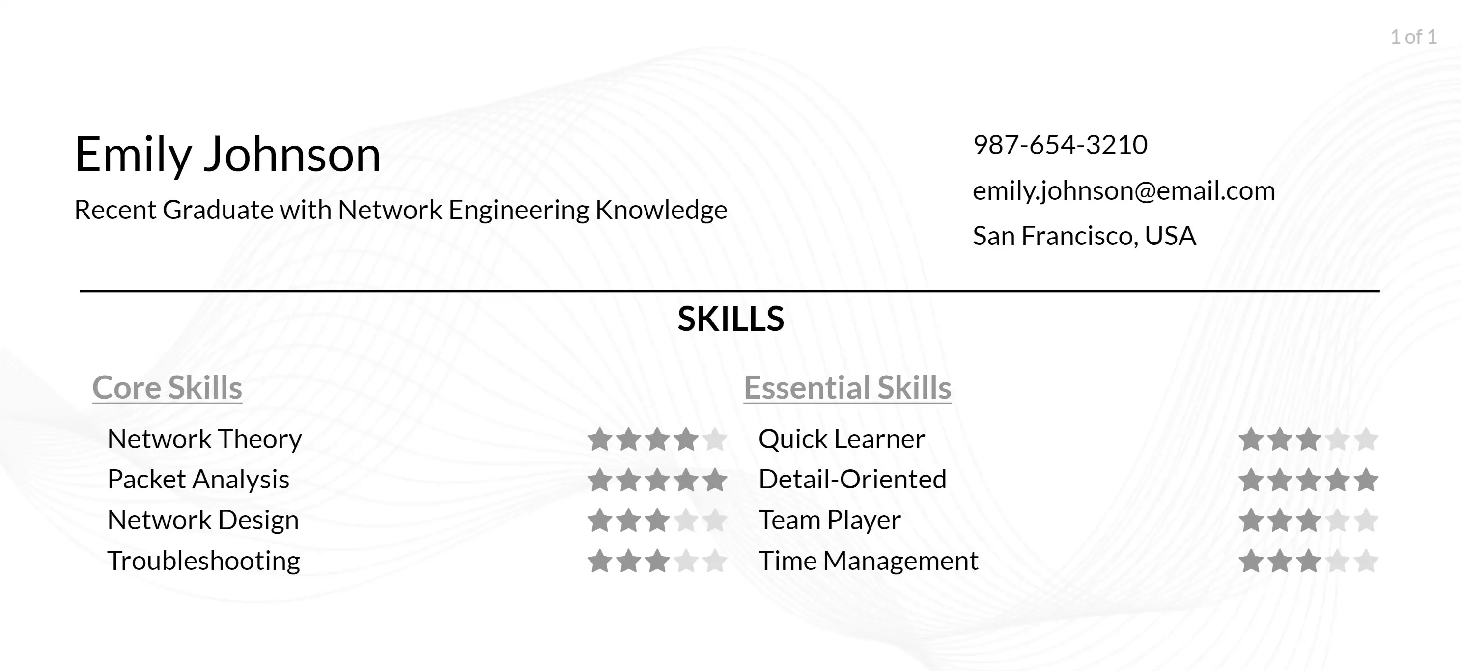 junior network engineer resume skills