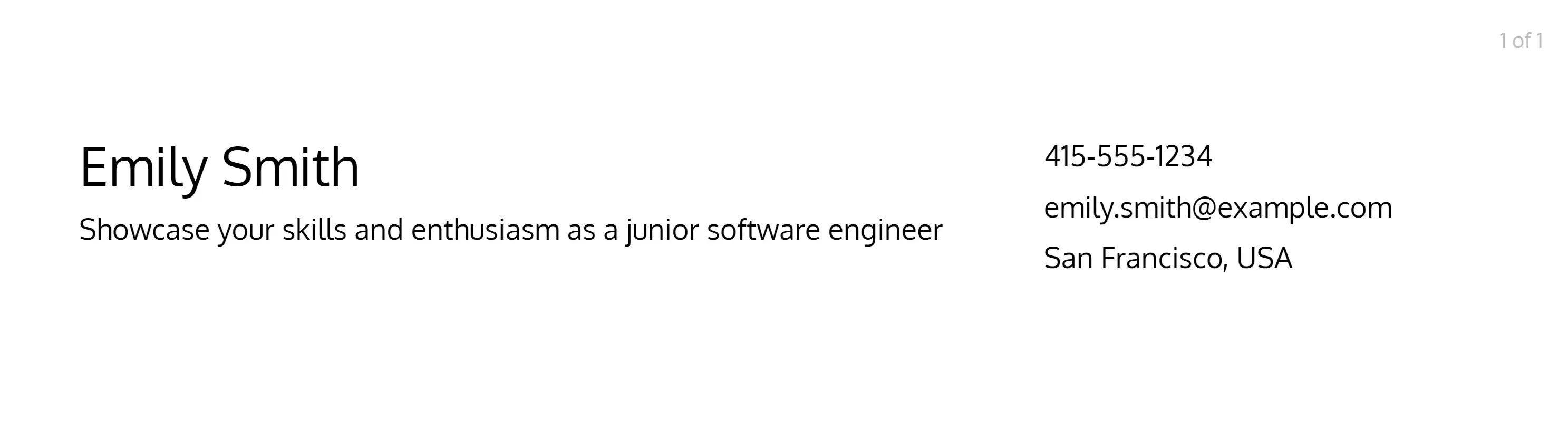 junior software engineer resume headline