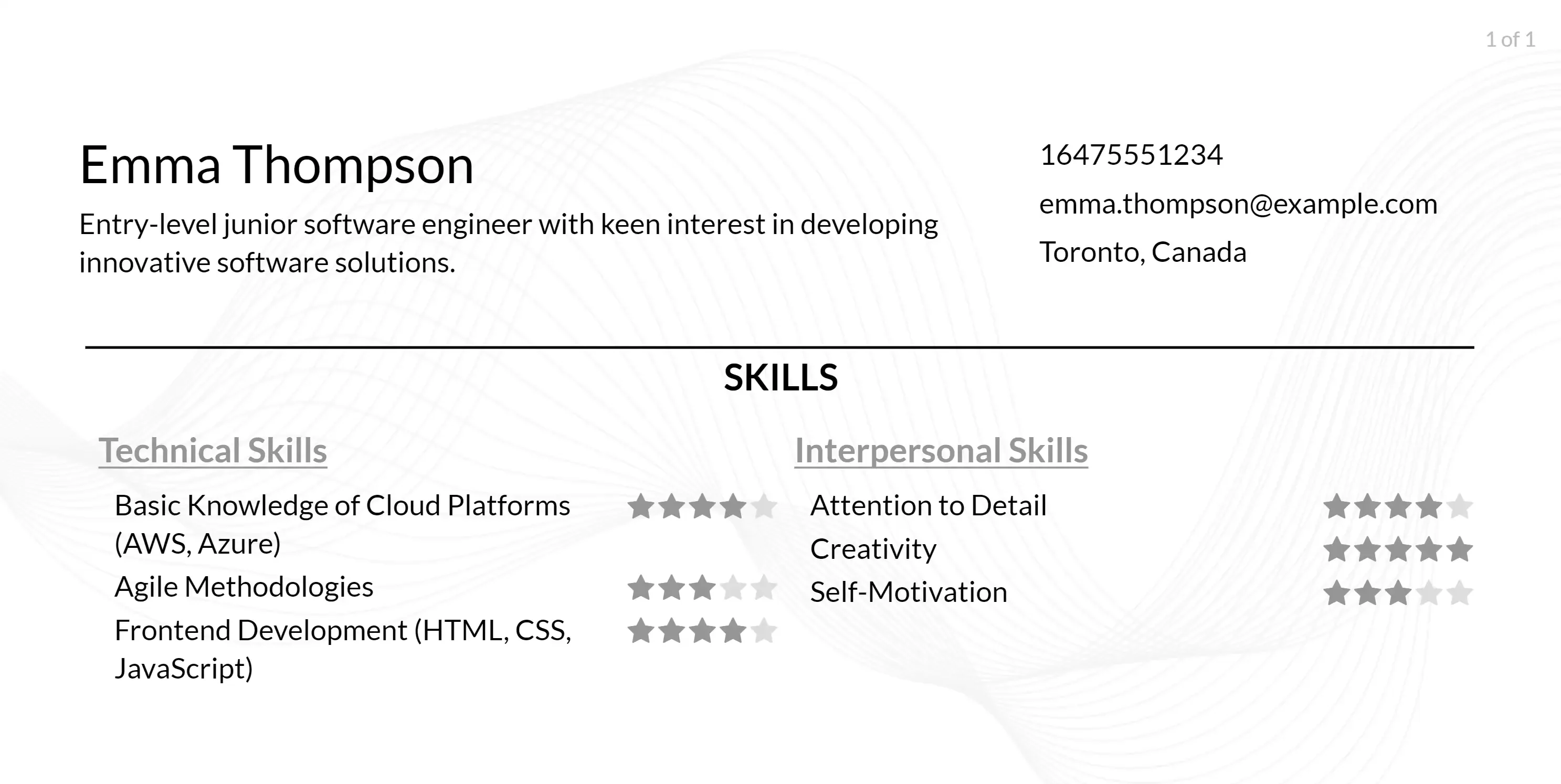 junior software engineer resume skills