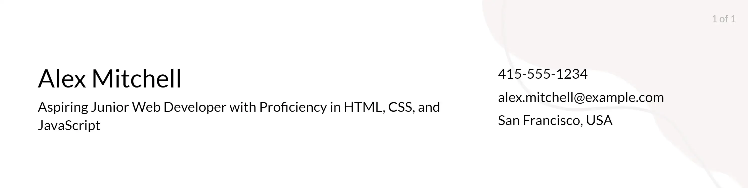 junior web developer resume headlines