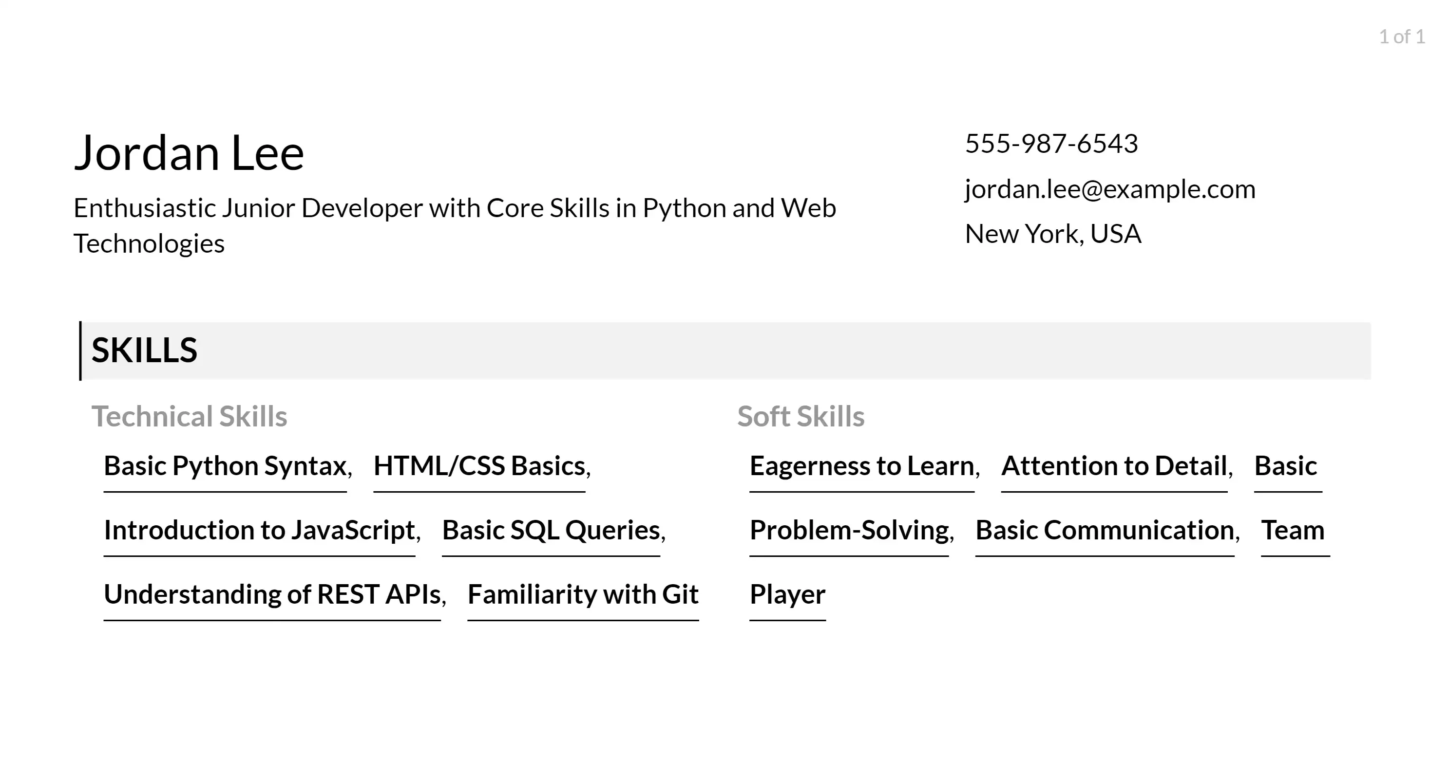 python full stack developer resume skills