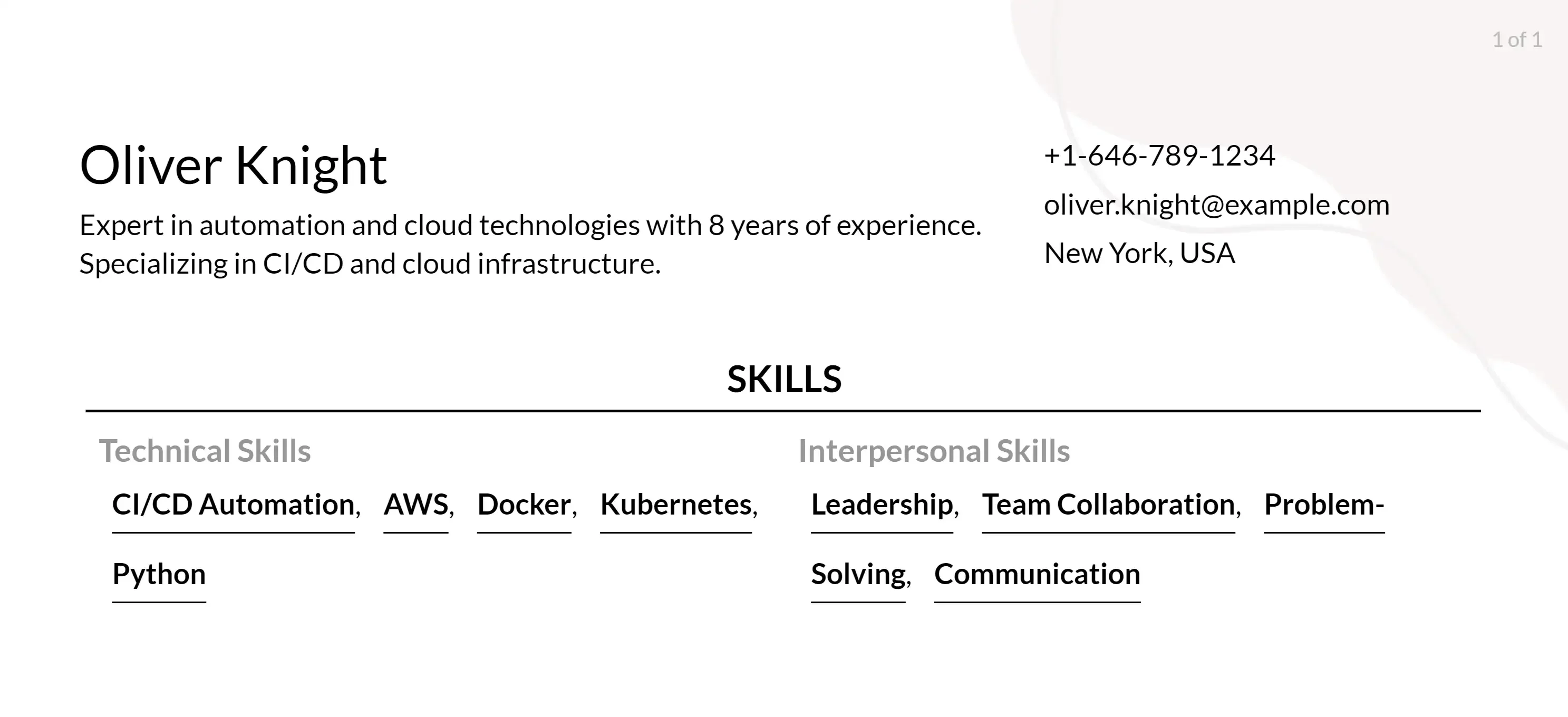 senior devops engineer resume skills