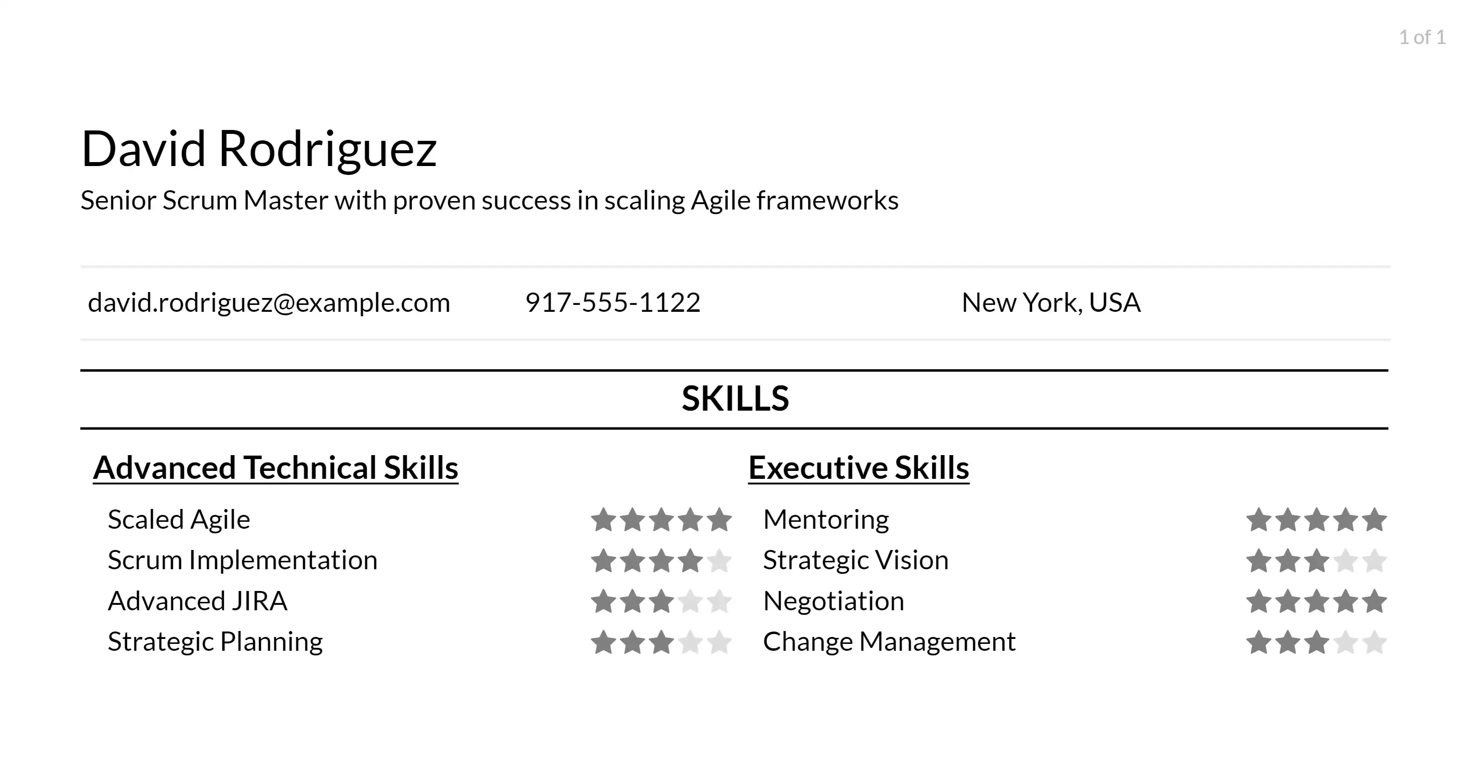 senior scrum master resume skills