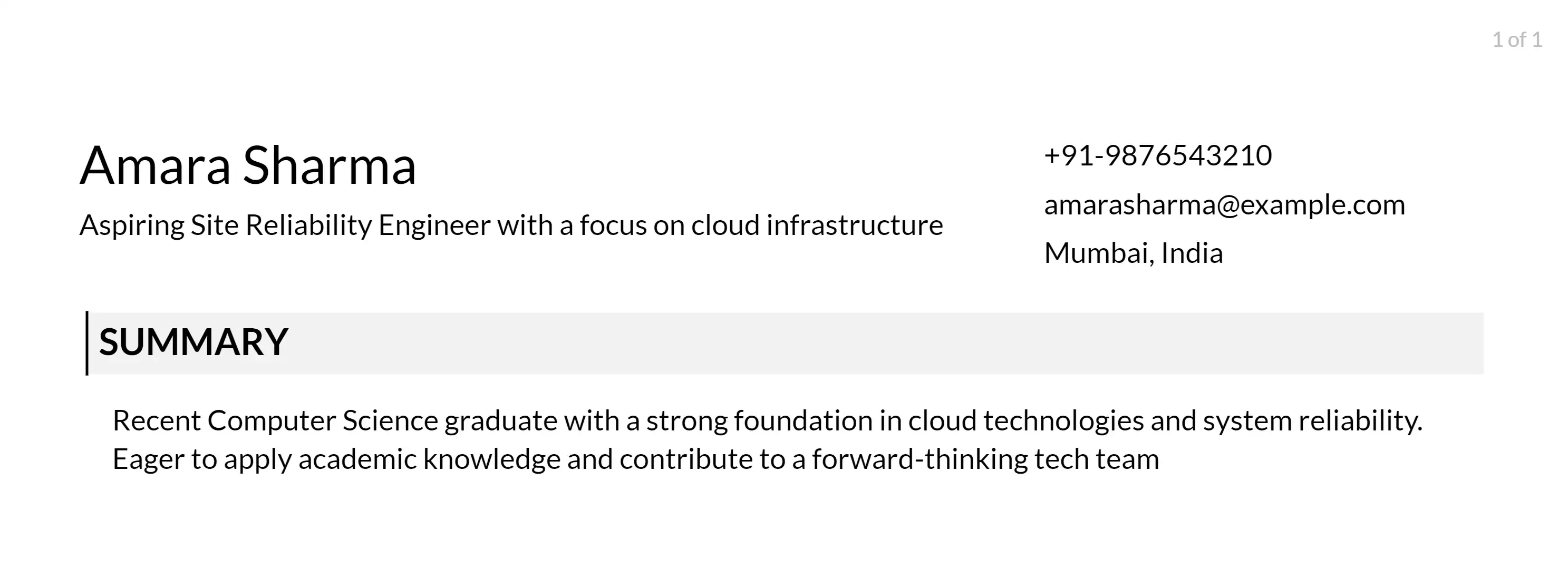 site reliability engineer objective