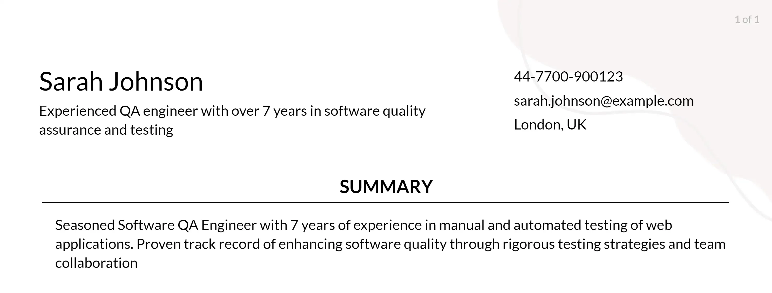 software qa engineer objective