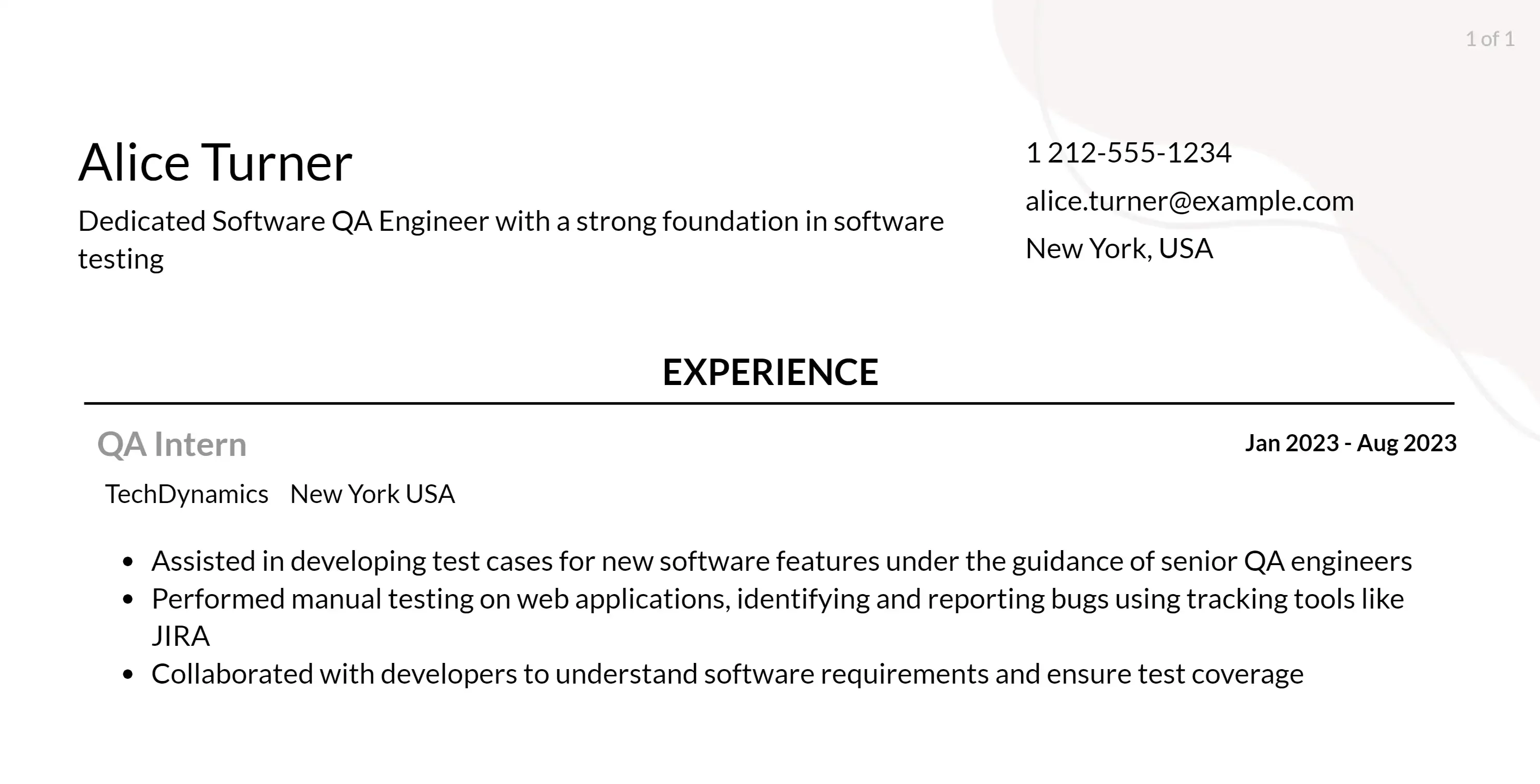 software qa engineer resume example responsibilities