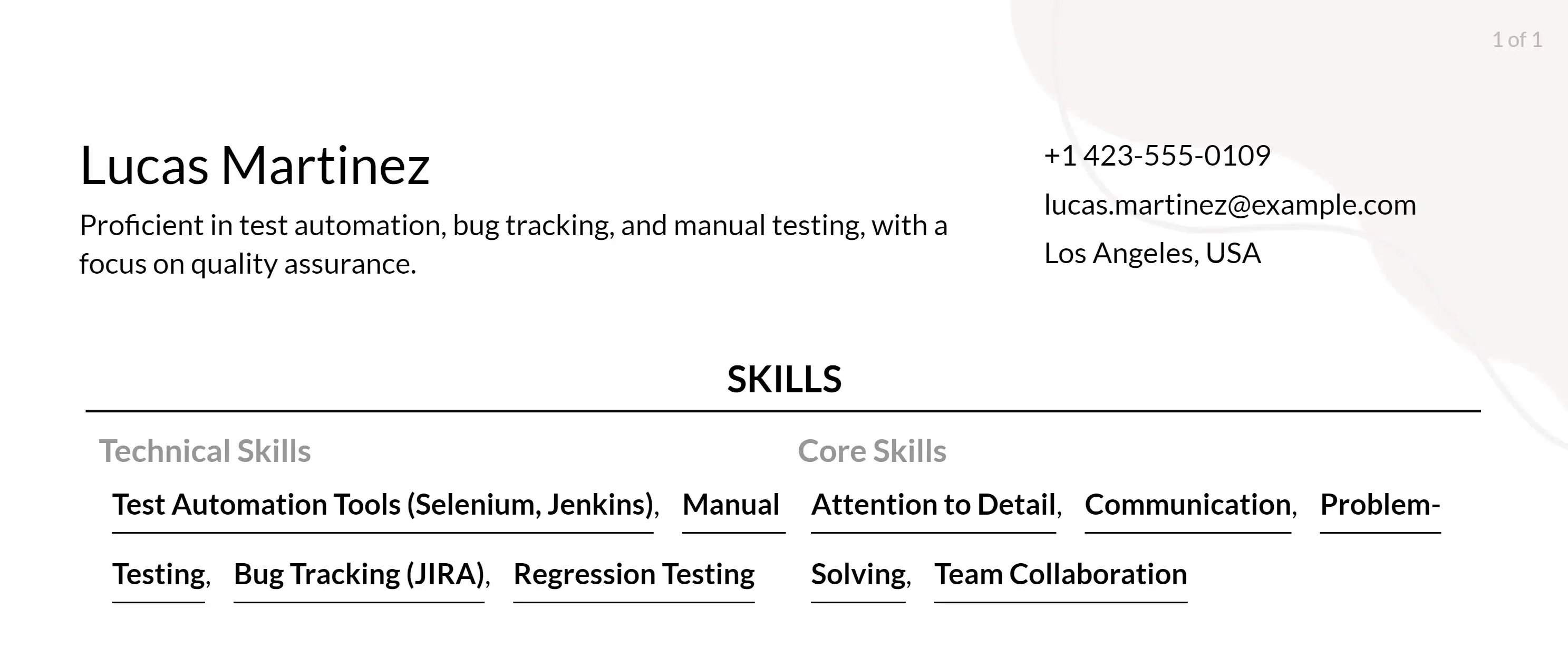 software qa engineer resume skills