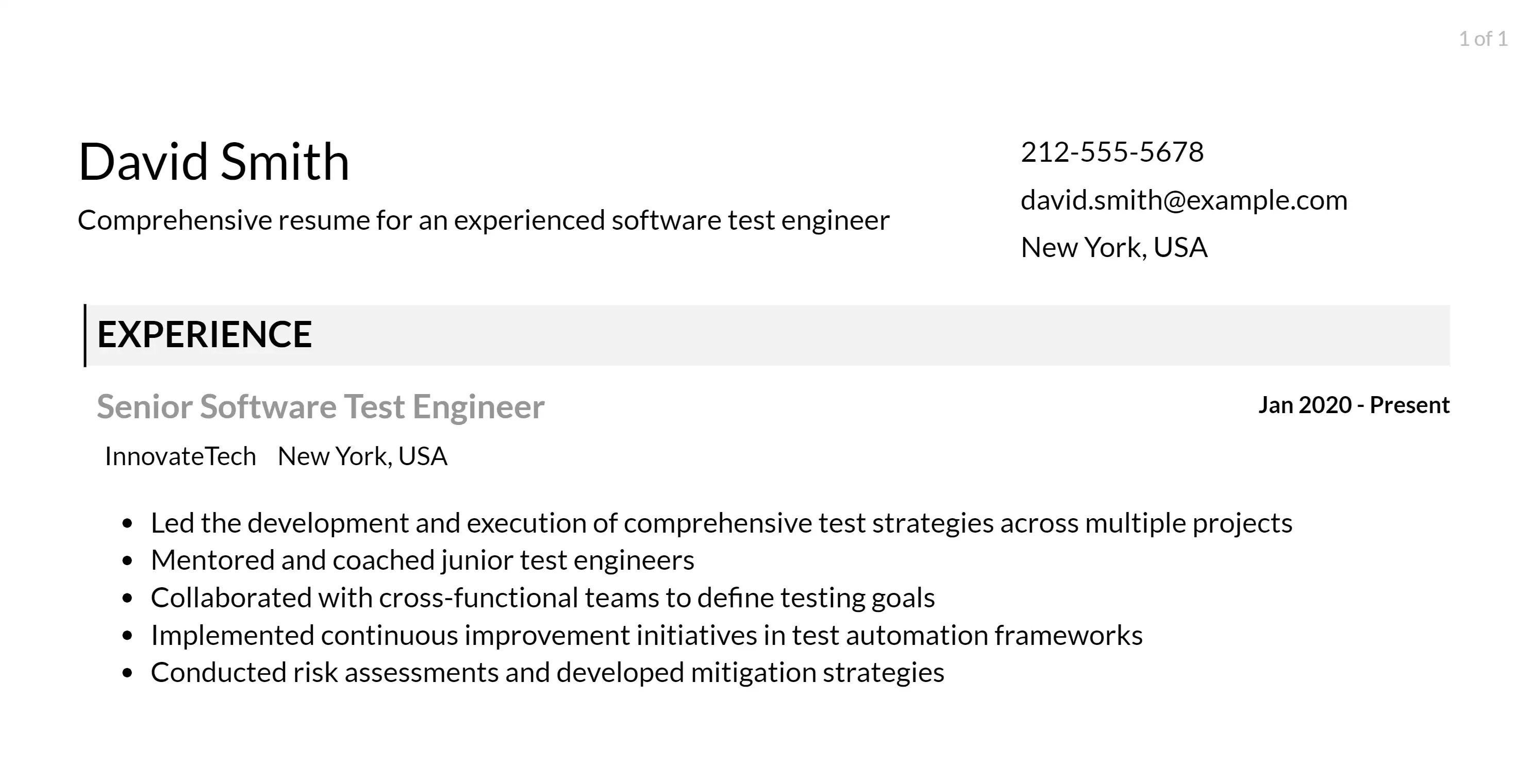 software test engineer resume responsibilities