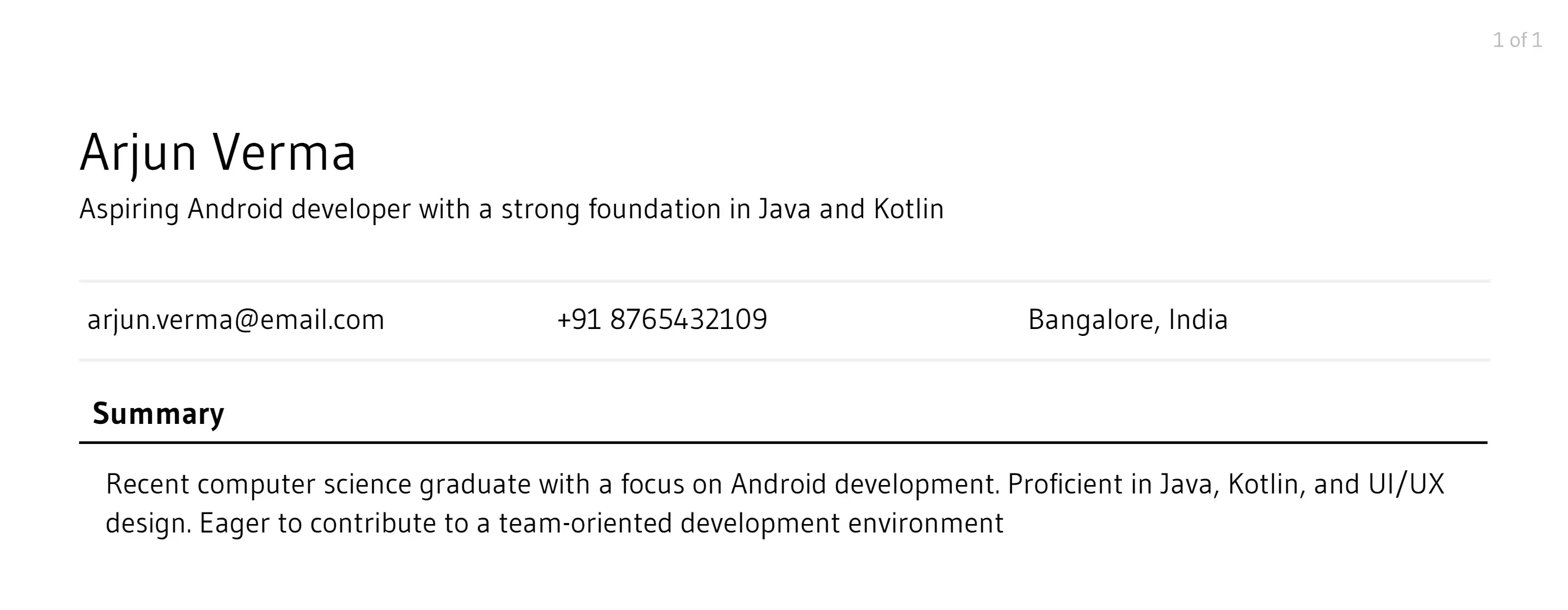 android developer resume objective