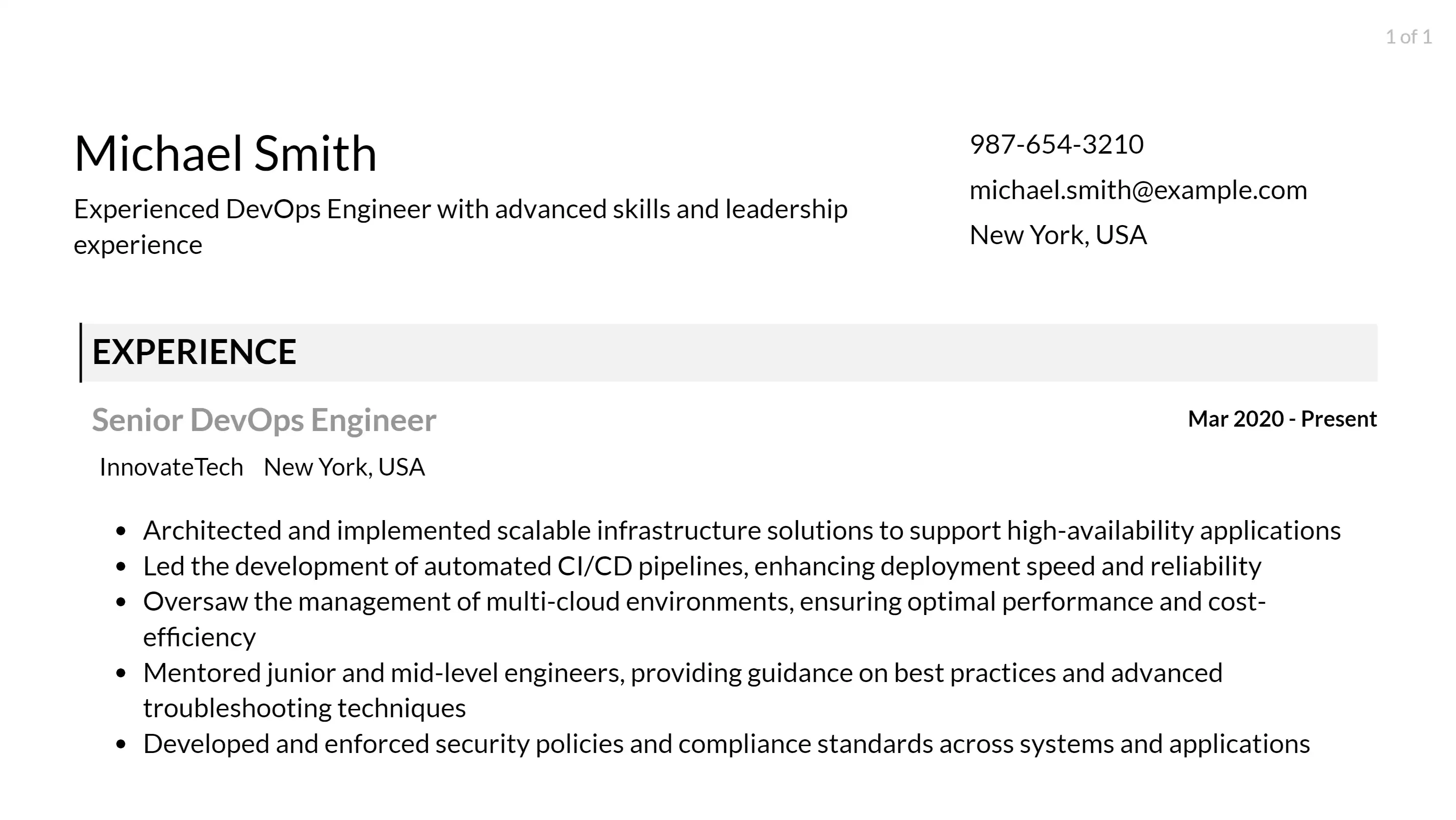 devops engineer resume responsibilities