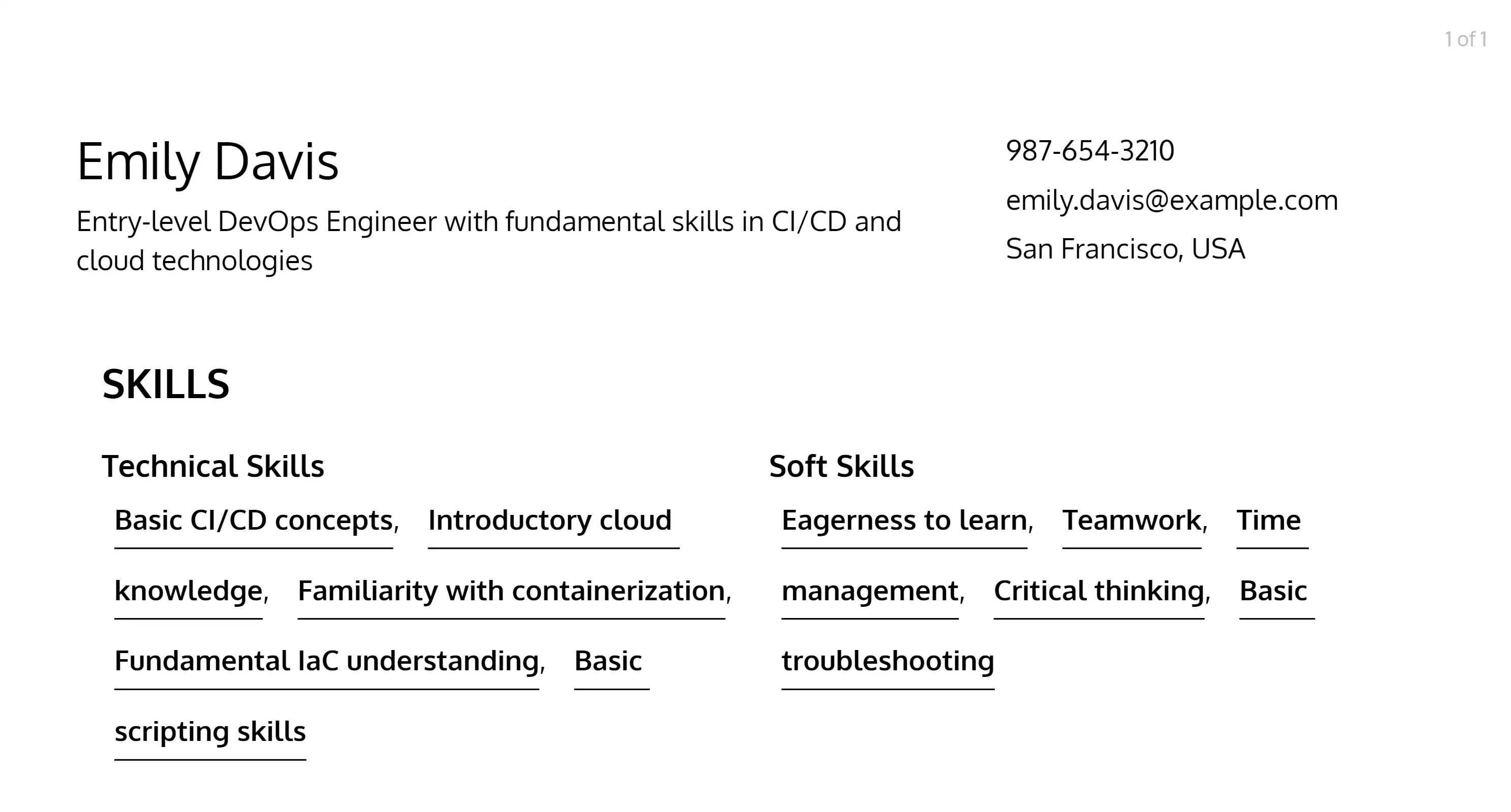 devops engineer resume skills