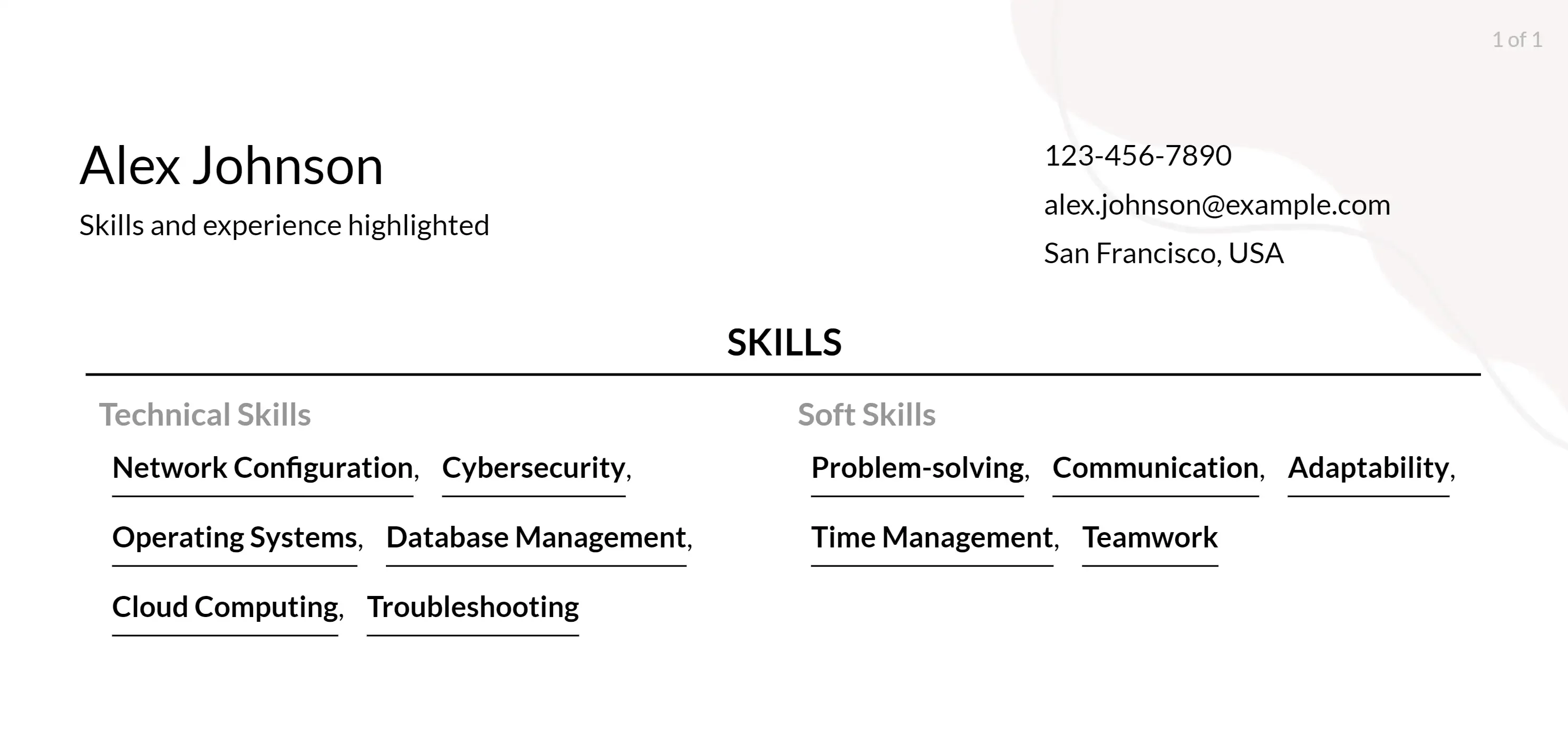 it specialist resume skills