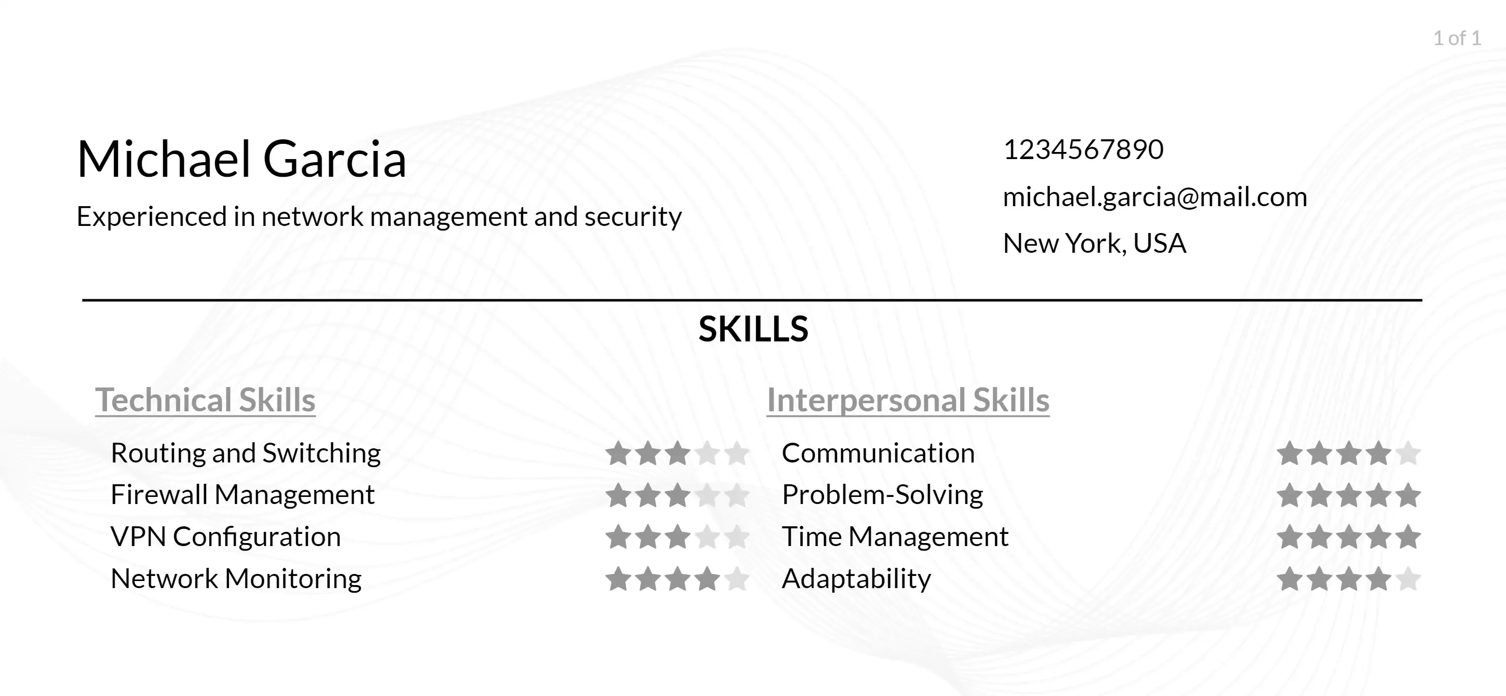 network administrator resume skills