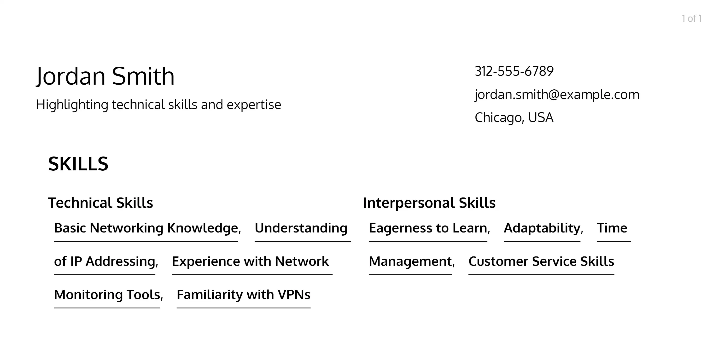 network engineer resume skills