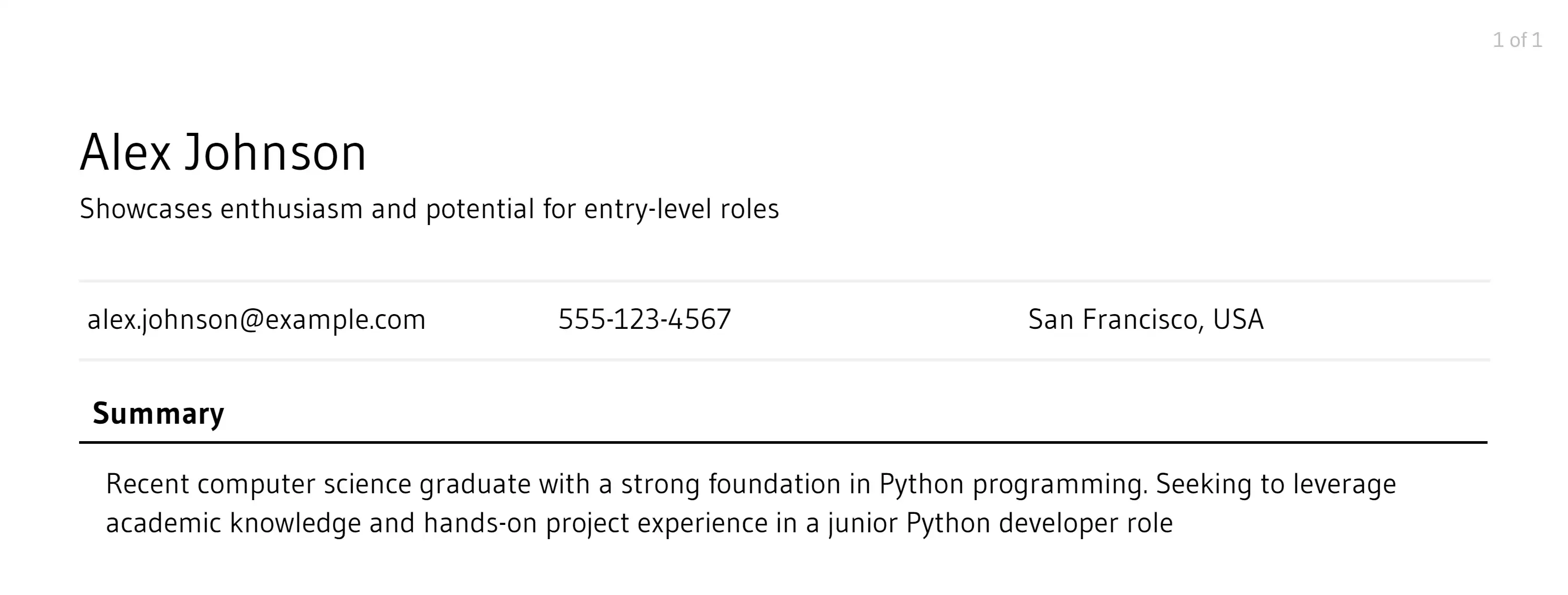 python developer resume objective