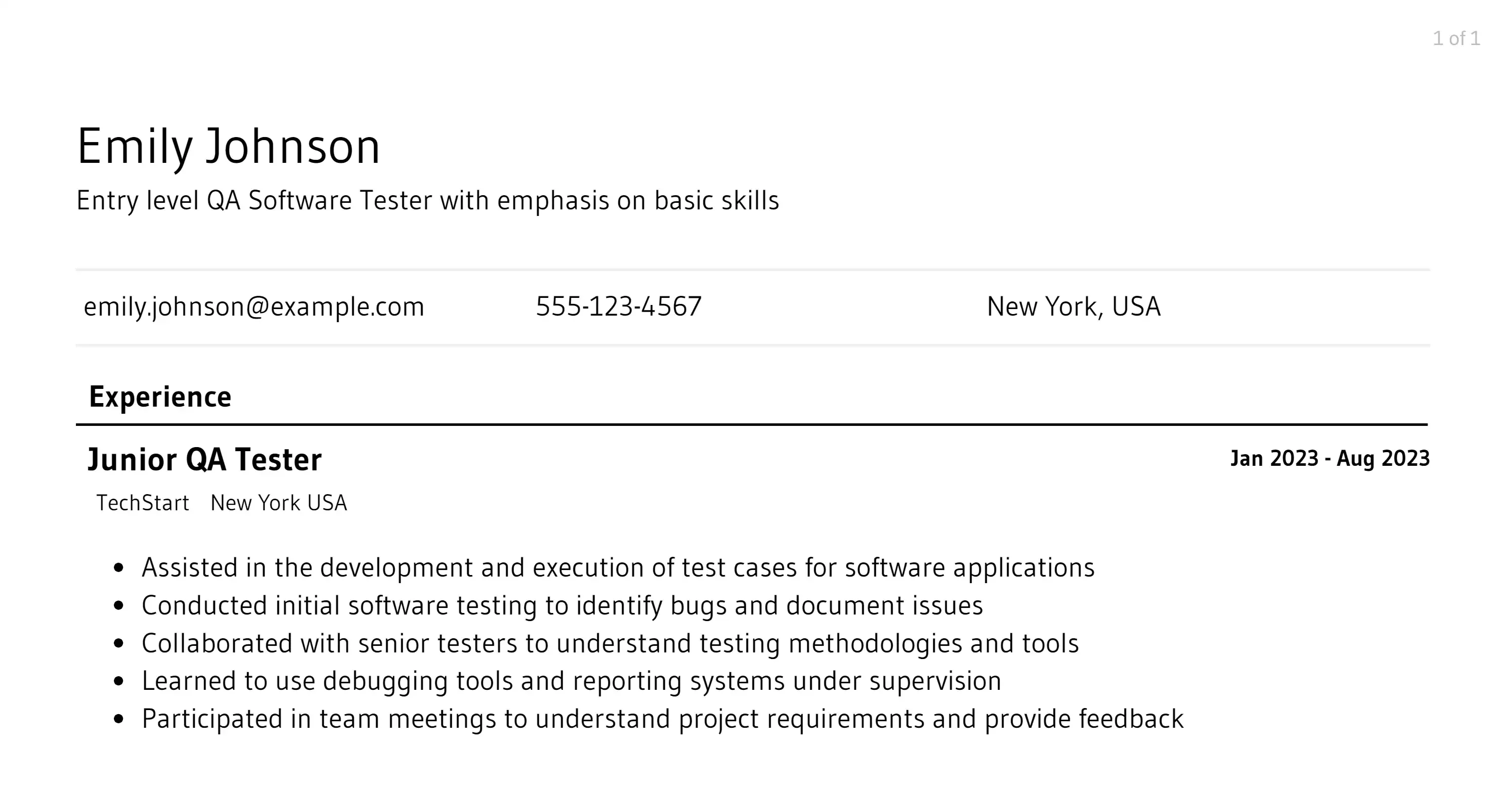 qa software tester resume responsibilities